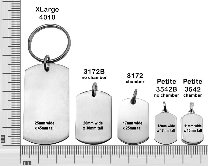 dog tag size scale